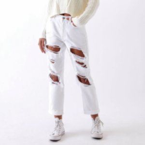 Pacsun Prime Torn White Ripped Mom Jeans